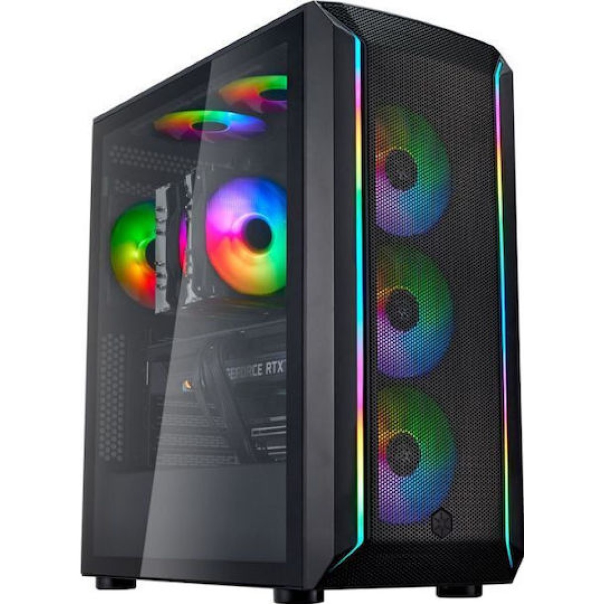 Silverstone Fara 511Z Gaming Midi Tower Κουτί Υπολογιστή με Πλαϊνό Παράθυρο και RGB Φωτισμό Μαύρο
