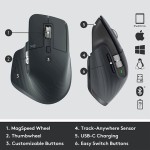 Logitech MX Master 3S For Business Ασύρματο Εργονομικό Bluetooth Ποντίκι Space Gray