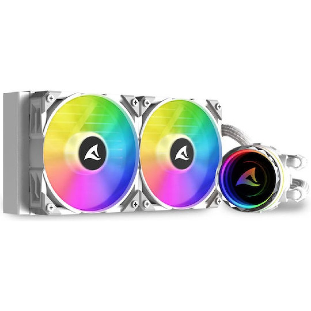 Sharkoon S80 RGB Υδρόψυξη Επεξεργαστή Διπλού Ανεμιστήρα 120mm για Socket AM4/AM5/1700/1200/115x Λευκή