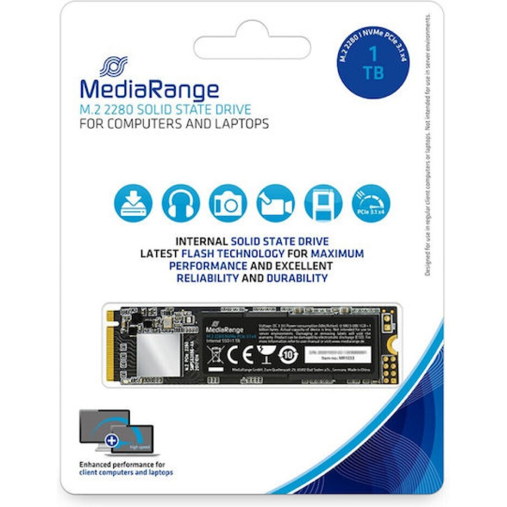 MediaRange SSD 1TB M.2 NVMe PCI Express 3.0
