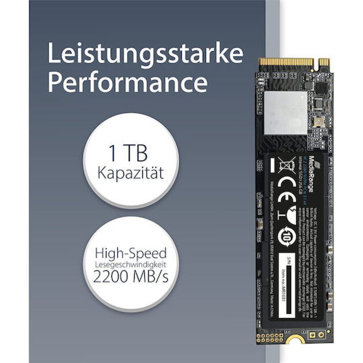 MediaRange SSD 1TB M.2 NVMe PCI Express 3.0