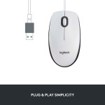 Logitech M100 Ενσύρματο Ποντίκι Λευκό
