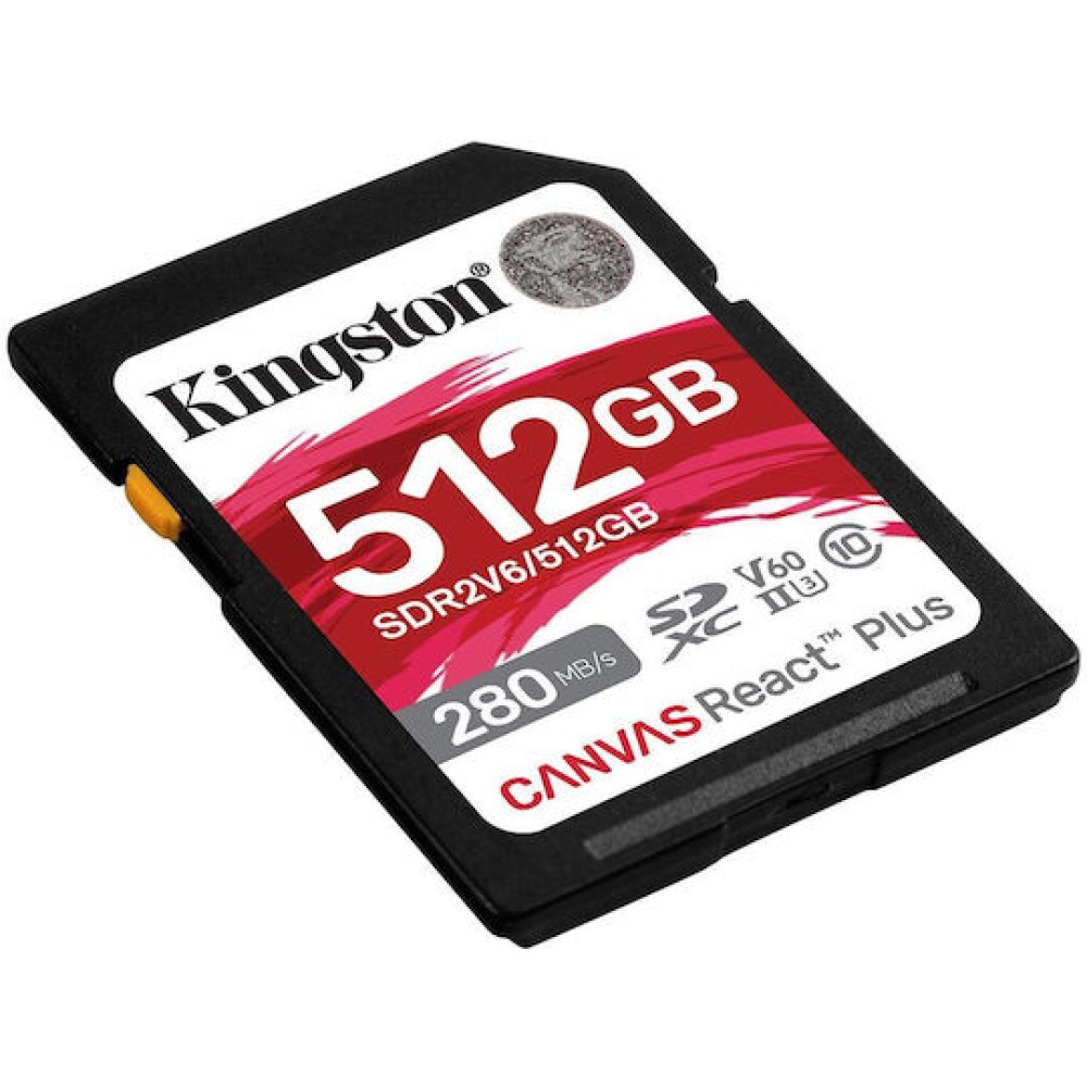 Kingston Canvas React Plus V60 SDXC 512GB Class 10 U3 V60 UHS-II
