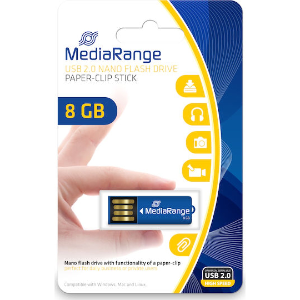 MediaRange 8GB USB 2.0 Stick Μπλε