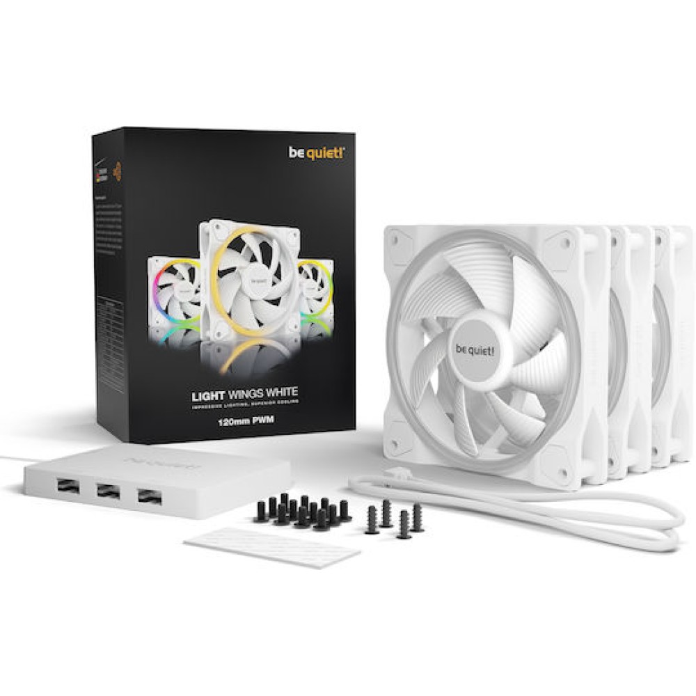 Be Quiet Light Wings Case Fan 120mm με ARGB Φωτισμό και Σύνδεση 4-Pin PWM 3τμχ Λευκό