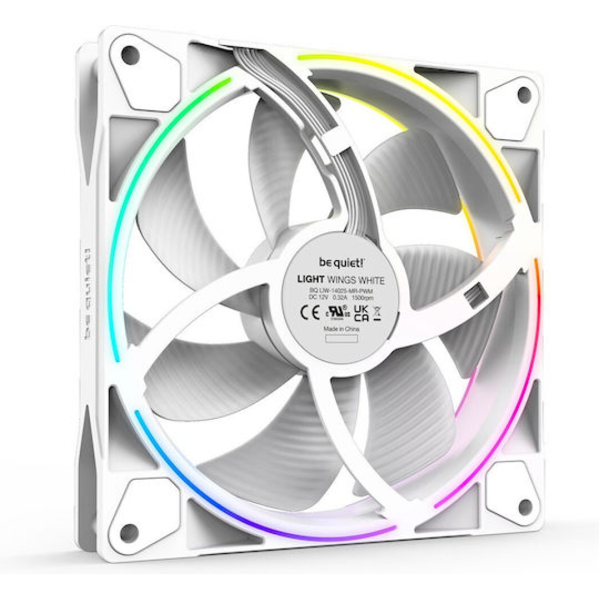 Be Quiet Light Wings High Speed Case Fan 140mm με Λευκό Φωτισμό και Σύνδεση 4-Pin PWM 3τμχ Λευκό