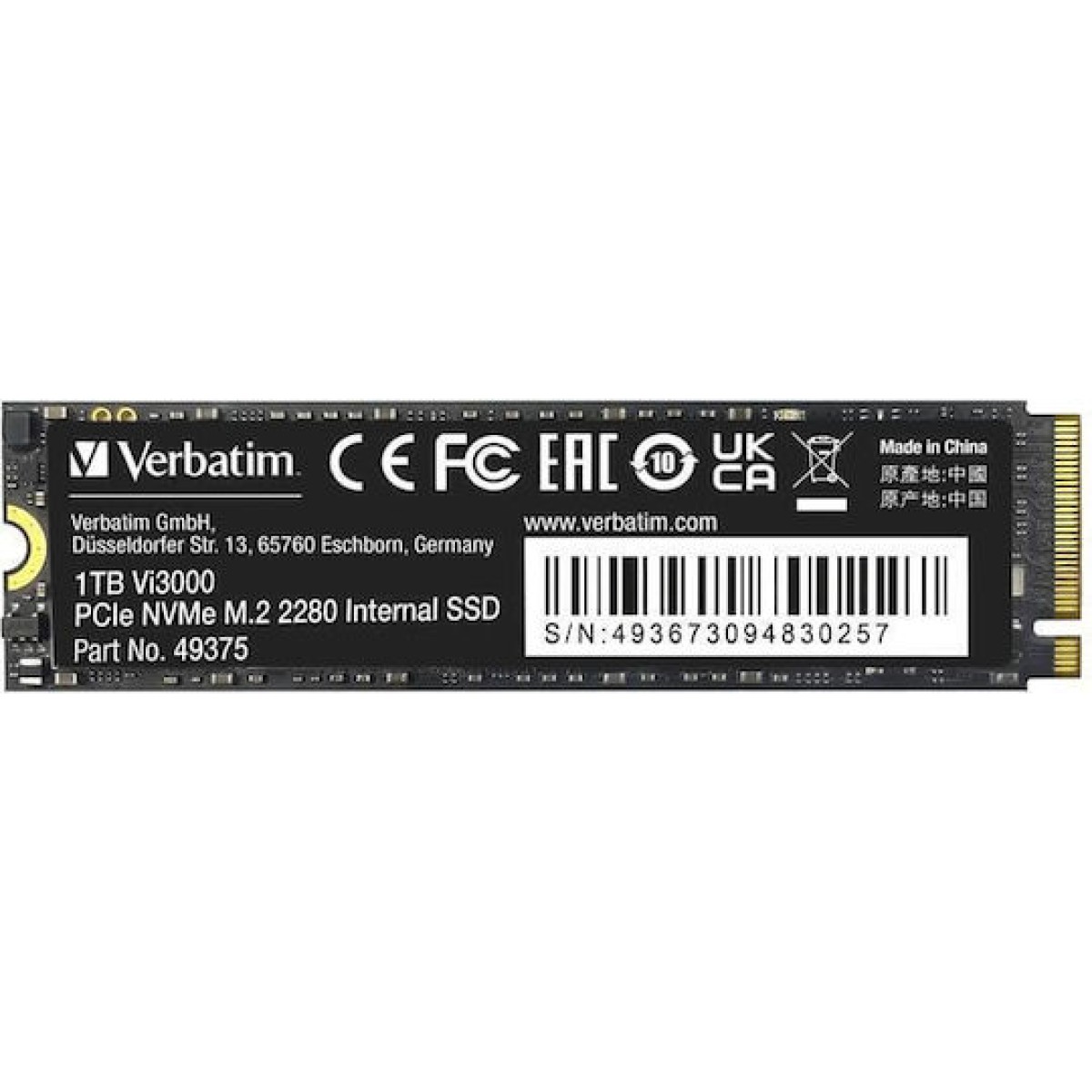 Verbatim Vi3000 SSD 1TB M.2 NVMe PCI Express 3.0