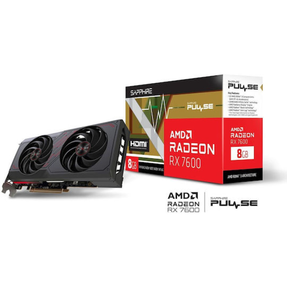 Sapphire Radeon RX 7600 8GB GDDR6 Pulse Κάρτα Γραφικών