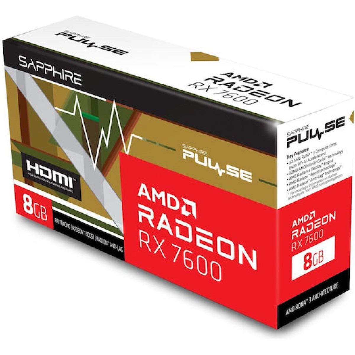 Sapphire Radeon RX 7600 8GB GDDR6 Pulse Κάρτα Γραφικών