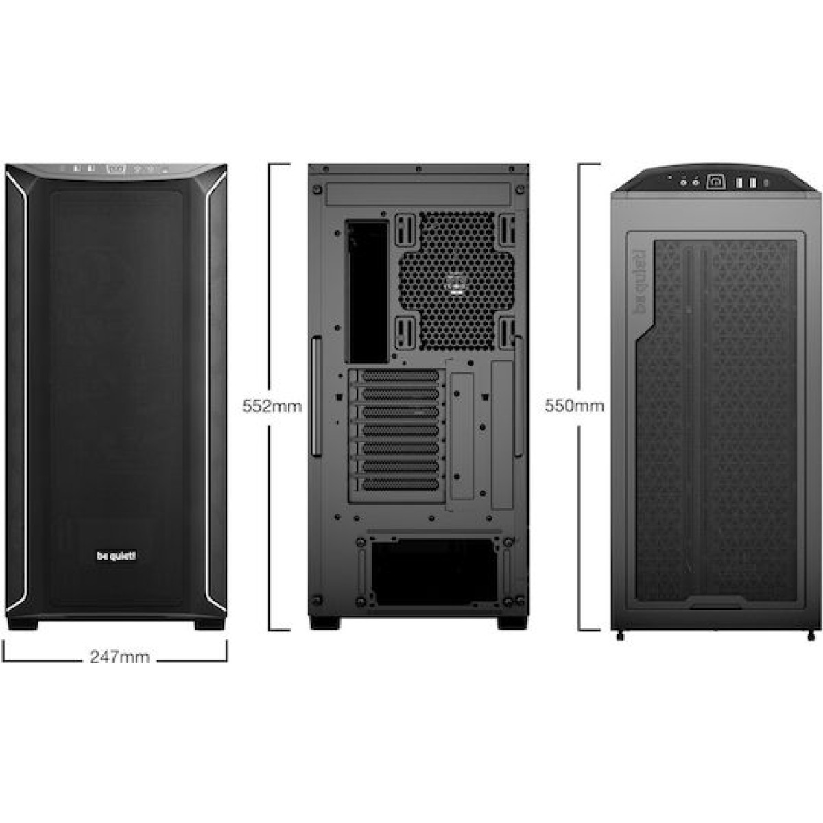 Be Quiet Shadow Base 800 DX Gaming Midi Tower Κουτί Υπολογιστή με Πλαϊνό Παράθυρο και RGB Φωτισμό Μαύρο