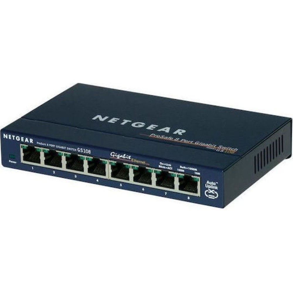 NetGear GS108GE v1 Unmanaged L2 Switch με 8 Θύρες Gigabit (1Gbps) Ethernet