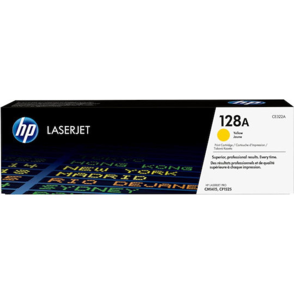 HP 128A Γνήσιο Toner Laser Εκτυπωτή Κίτρινο 1300 Σελίδων (CE322A)