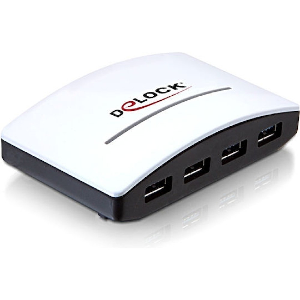 DeLock USB 3.0 Hub 4 Θυρών με σύνδεση USB-A και Εξωτερική Παροχή Ρεύματος Λευκό