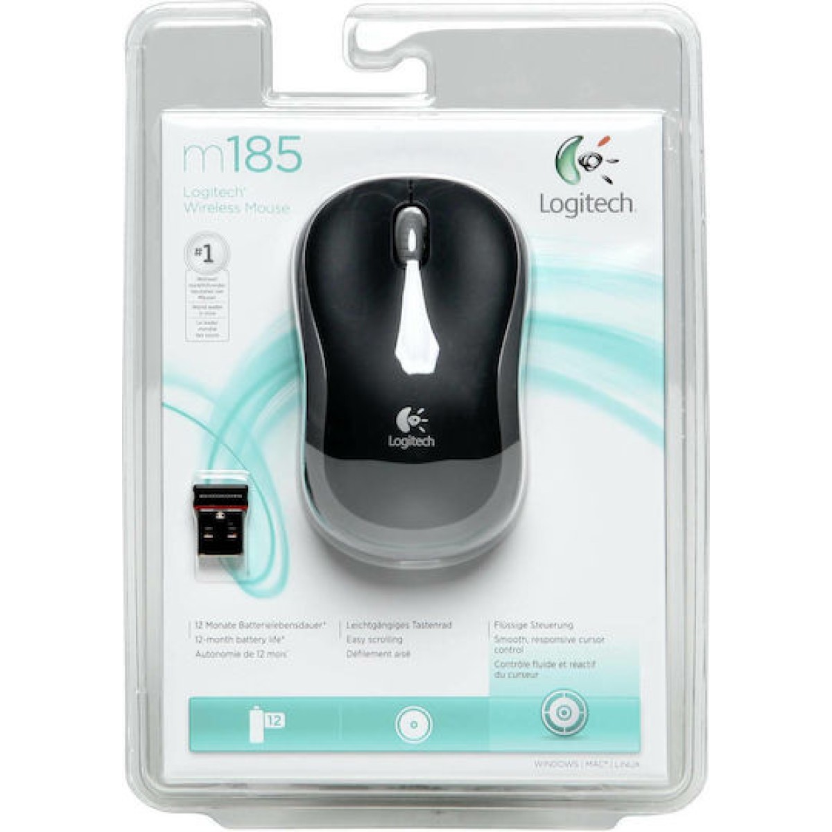 Logitech M185 Ασύρματο Mini Ποντίκι Γκρι
