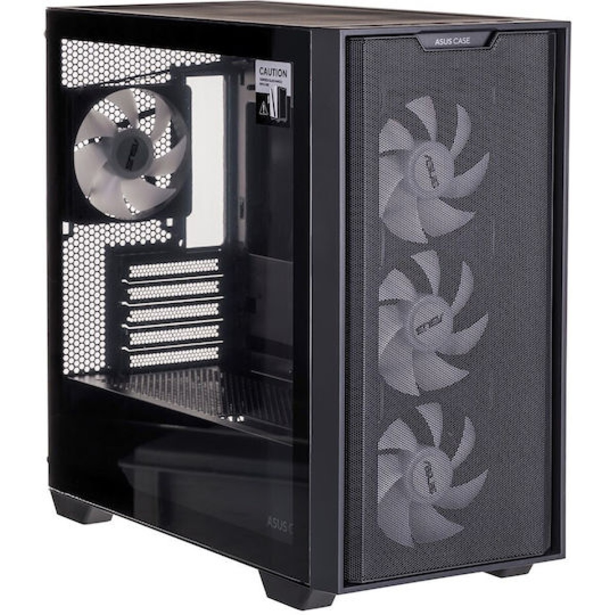 Asus A21 Plus Gaming Midi Tower Κουτί Υπολογιστή με Πλαϊνό Παράθυρο και RGB Φωτισμό Μαύρο