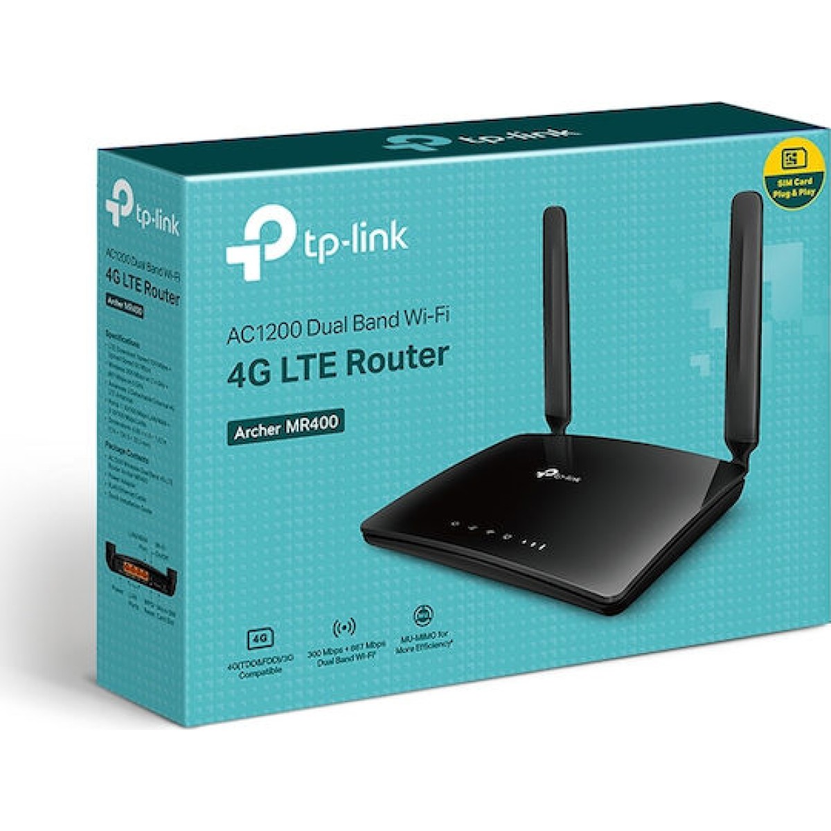 TP-LINK Archer MR400 v4 Ασύρματο 4G Mobile Router Wi‑Fi 5 με 3 Θύρες Ethernet