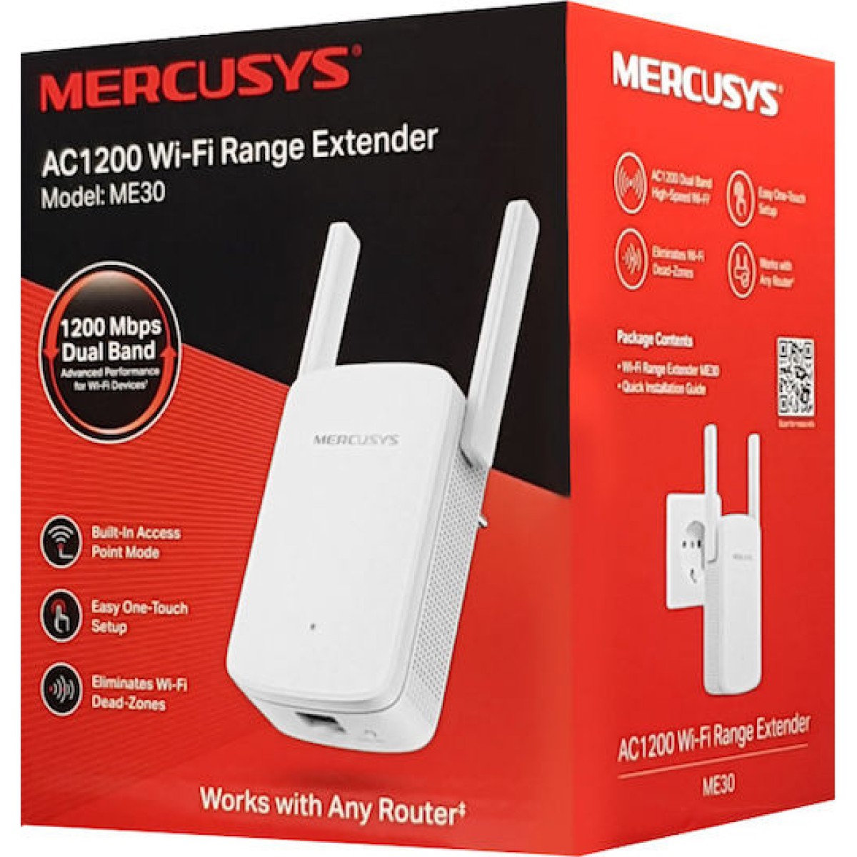 Mercusys ME30 v1 WiFi Extender Dual Band (2.4 & 5GHz) 1200Mbps