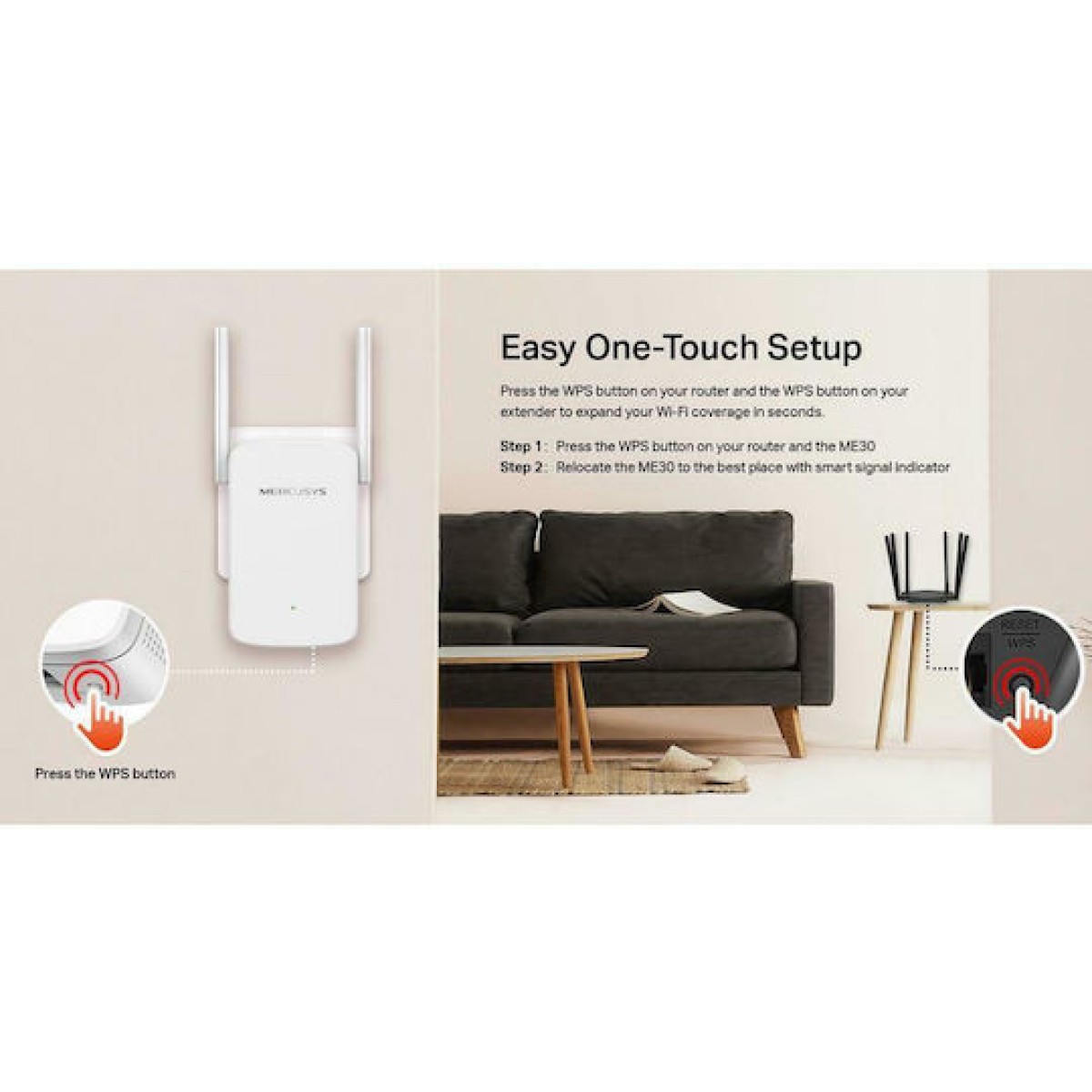 Mercusys ME30 v1 WiFi Extender Dual Band (2.4 & 5GHz) 1200Mbps