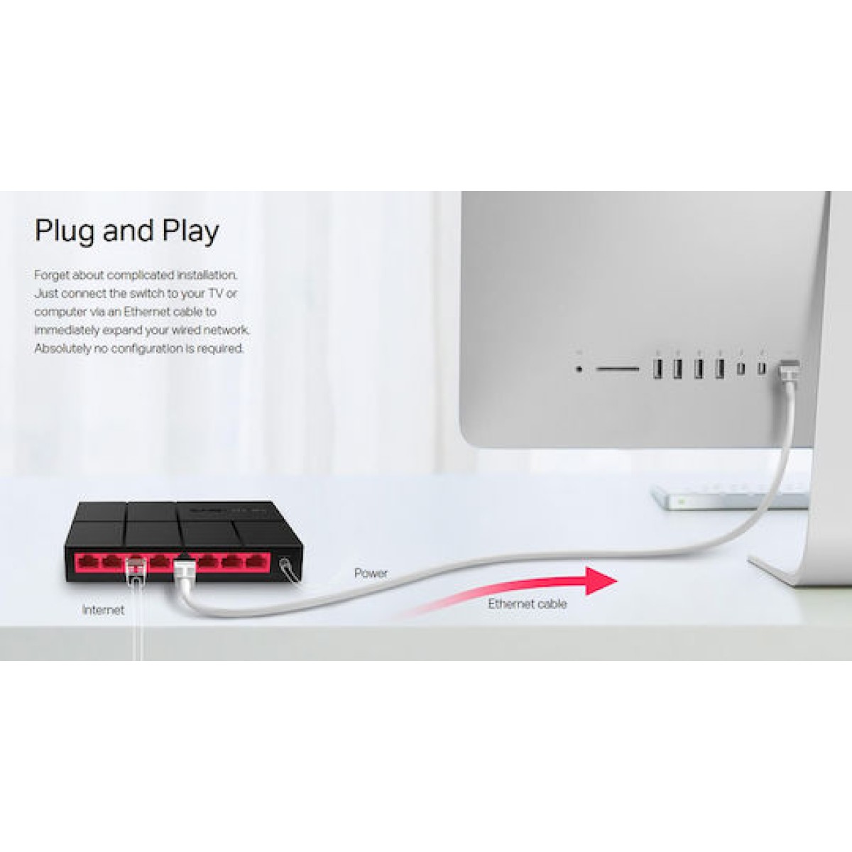 Mercusys MS108G V1 Unmanaged L2 Switch με 8 Θύρες Gigabit (1Gbps) Ethernet