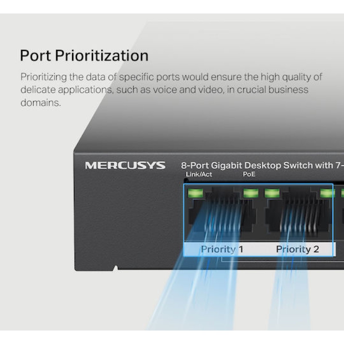 Mercusys MERMS108GP v1 Unmanaged L2 PoE+ Switch με 8 Θύρες Gigabit (1Gbps) Ethernet