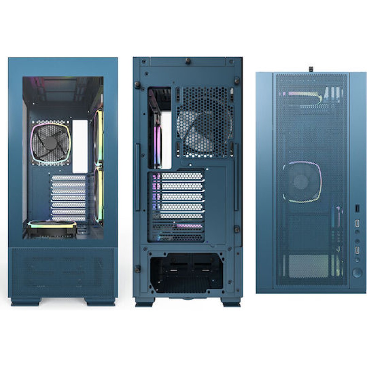 Montech Sky Two Gaming Midi Tower Κουτί Υπολογιστή με Πλαϊνό Παράθυρο και RGB Φωτισμό Μπλε
