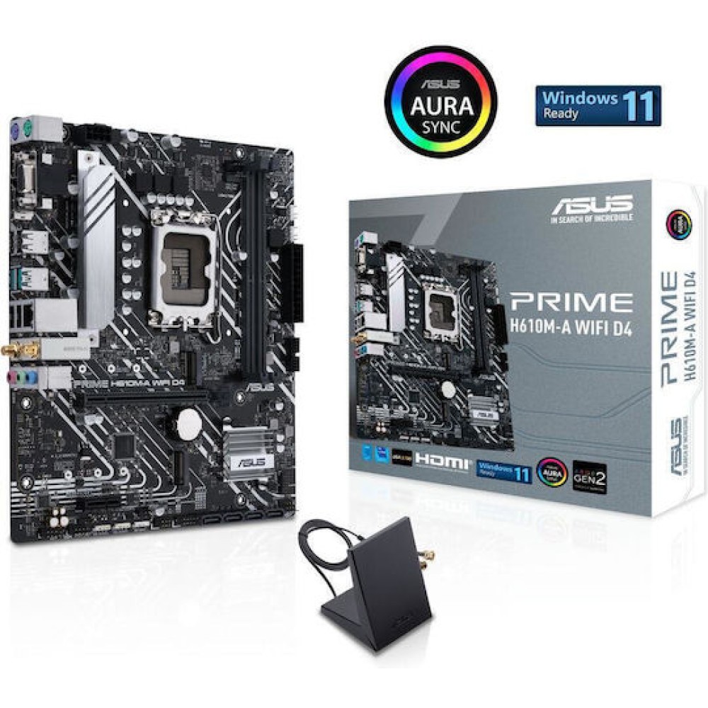 Asus Prime H610M-A WIFI D4 Motherboard Micro ATX με Intel 1700 Socket 90MB1C80-M0EAY0