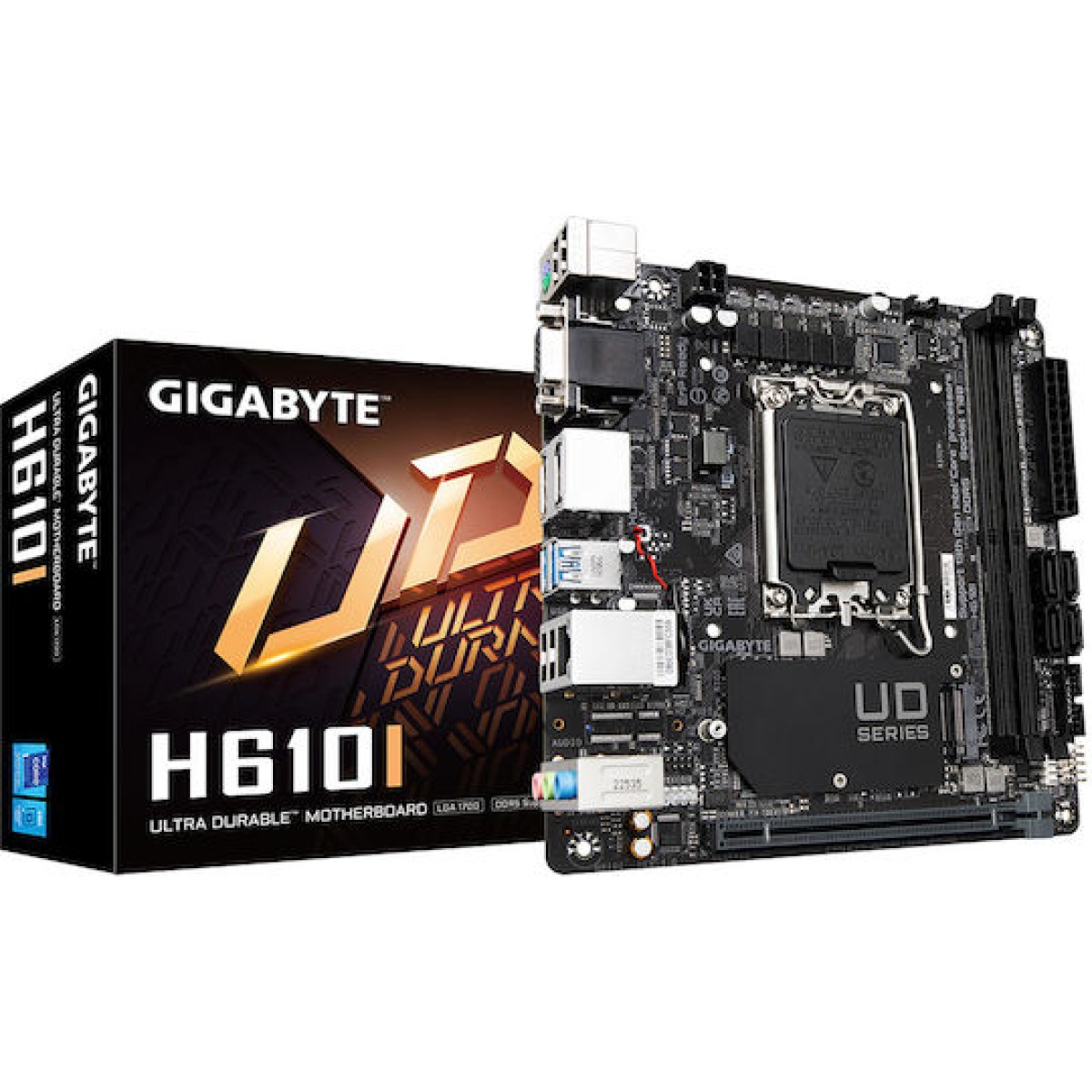 GIGABYTE H610I Motherboard - Supports Intel Core 14th CPUs, 4+1+1 Hybrid Digital VRM, up to 5600MHz DDR5, 1xPCIe 3.0 M.2, GbE LAN, USB 3.2 Gen 1