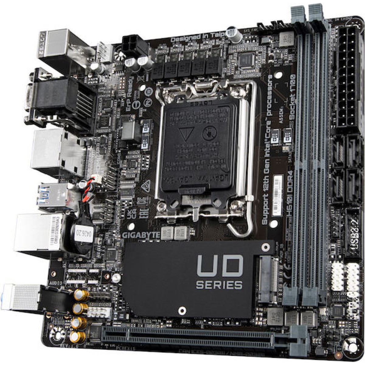 GIGABYTE H610I Motherboard - Supports Intel Core 14th CPUs, 4+1+1 Hybrid Digital VRM, up to 5600MHz DDR5, 1xPCIe 3.0 M.2, GbE LAN, USB 3.2 Gen 1
