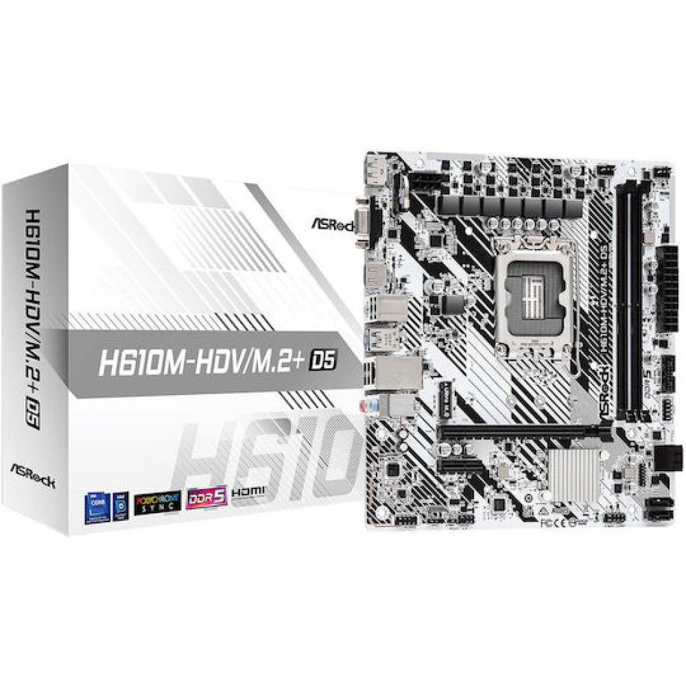 ASRock H610M-HDV/M.2+ D5 Motherboard Micro ATX με Intel 1700 Socket 90-MXBM50-A0UAYZ
