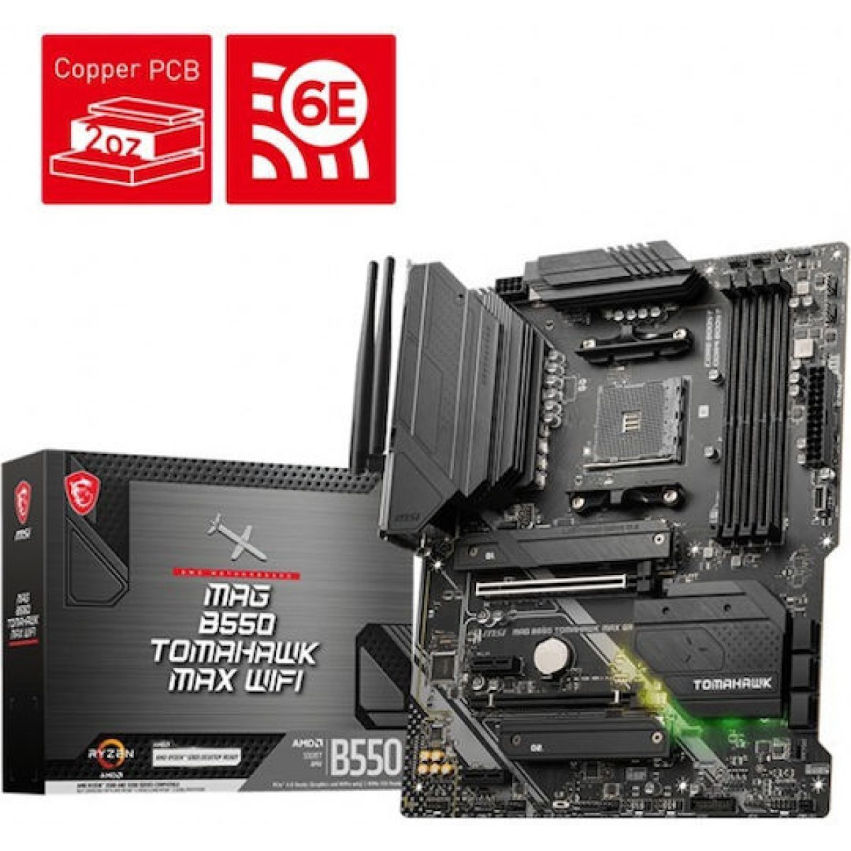 MSI MAG B550 Tomahawk Max WiFi Motherboard ATX με AMD AM4 Socket 7C94-043R