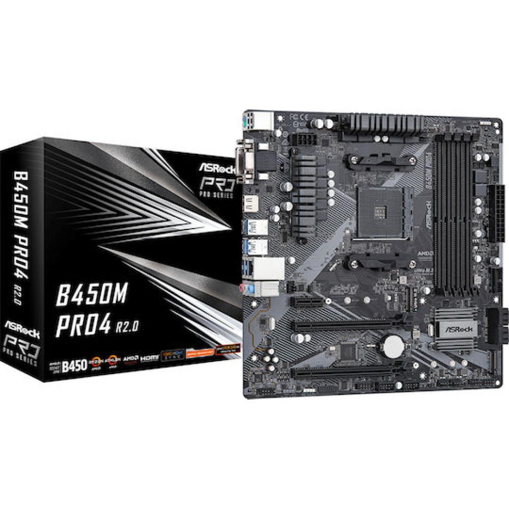 ASRock B450M-Pro4 rev. 2.0 Motherboard Micro ATX με AMD AM4 Socket