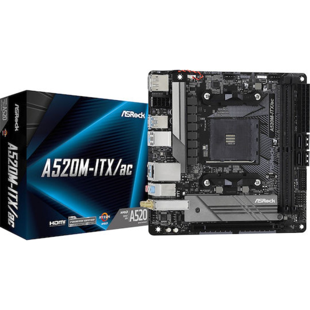 ASRock A520M-ITX/ac Wi-Fi Motherboard Mini ITX με AMD AM4 Socket