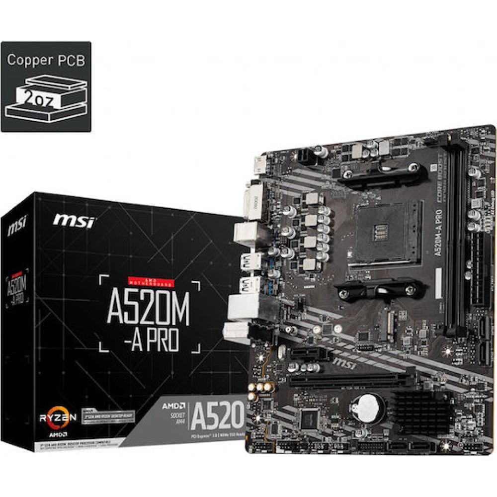 MSI A520M-A PRO Motherboard Micro ATX με AMD AM4 Socket 7C96-001R