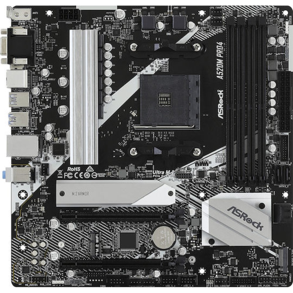 ASRock A520M Pro4 Motherboard Micro ATX με AMD AM4 Socket 90-MXBDU0-A0UAYZ