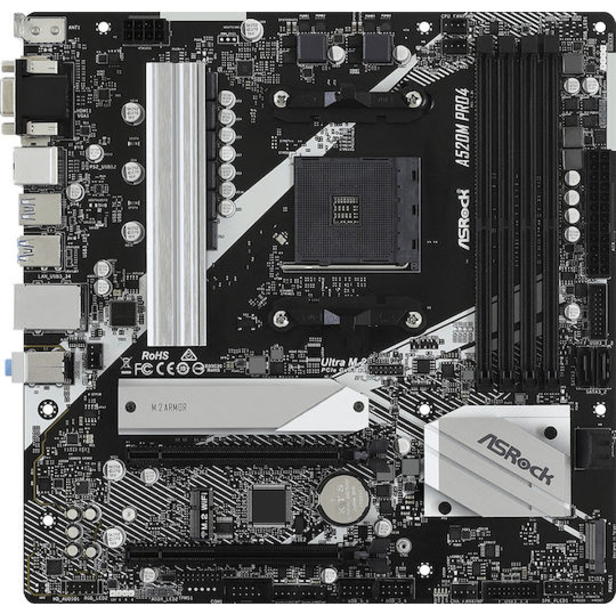 ASRock A520M Pro4 Motherboard Micro ATX με AMD AM4 Socket 90-MXBDU0-A0UAYZ