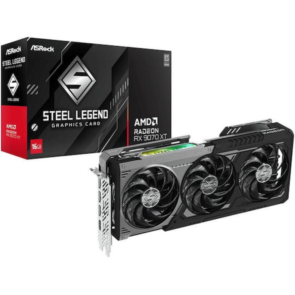 ASRock Radeon RX 9070 XT 16GB GDDR6 Steel Legend Dark Κάρτα Γραφικών