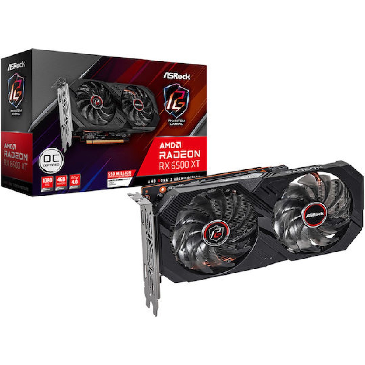 ASRock Radeon RX 6500 XT 4GB GDDR6 Phantom Gaming D OC Κάρτα Γραφικών
