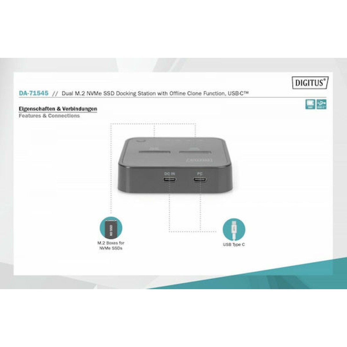 Digitus Docking Station για 2 Σκληρούς Δίσκους SATA M.2(2242)