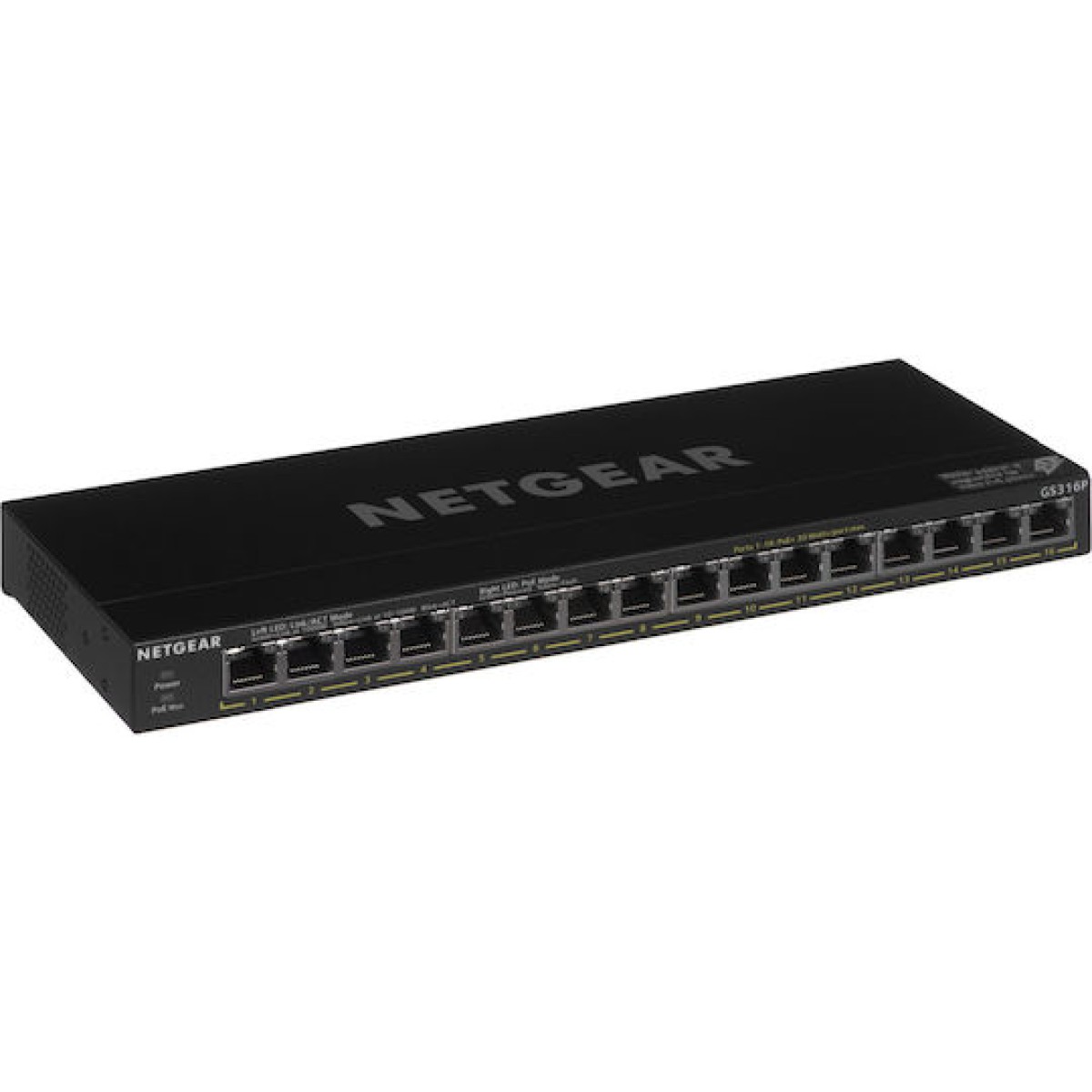 NetGear GS316P-100PES Unmanaged L2 Switch με 16 Θύρες Gigabit (1Gbps) Ethernet