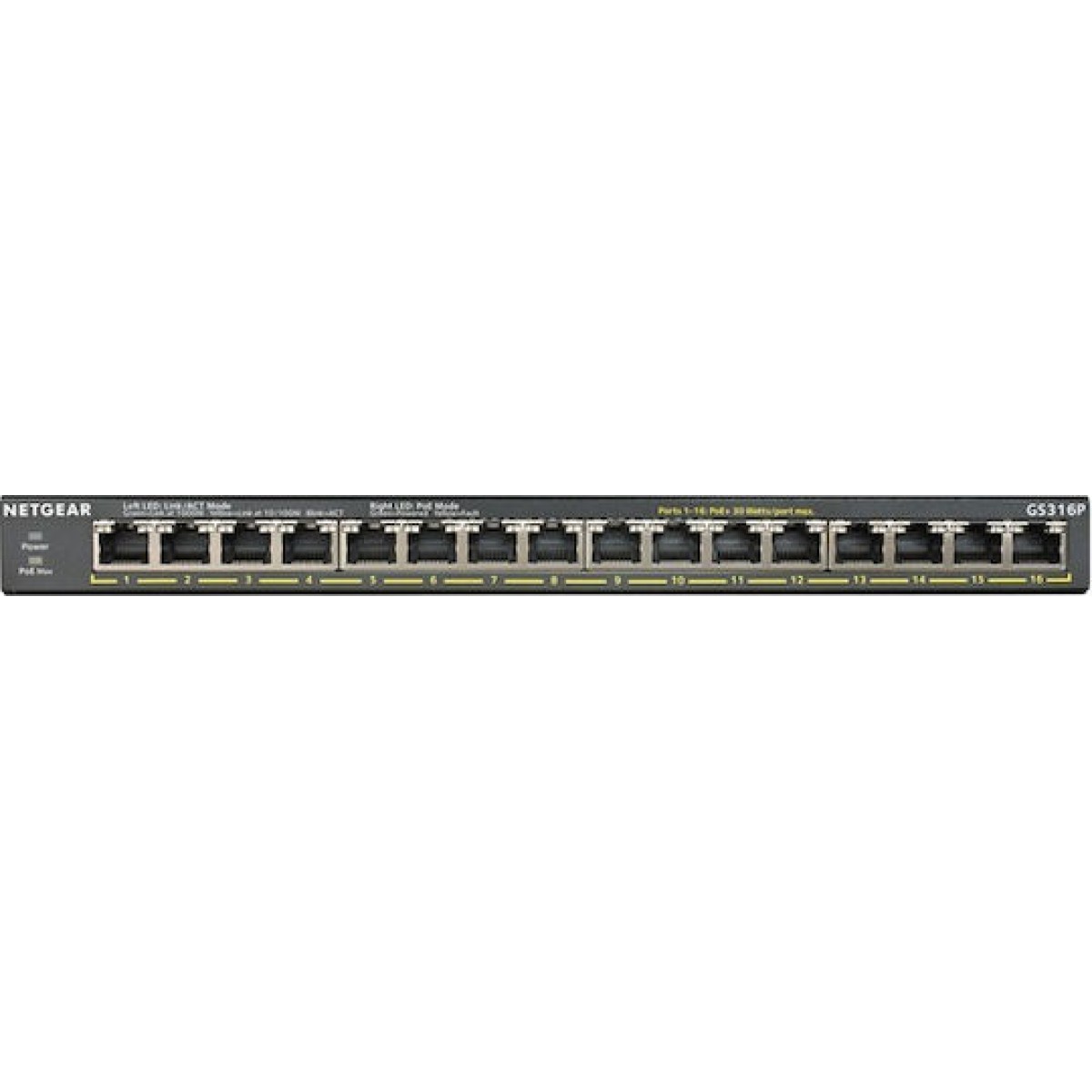 NetGear GS316P-100PES Unmanaged L2 Switch με 16 Θύρες Gigabit (1Gbps) Ethernet