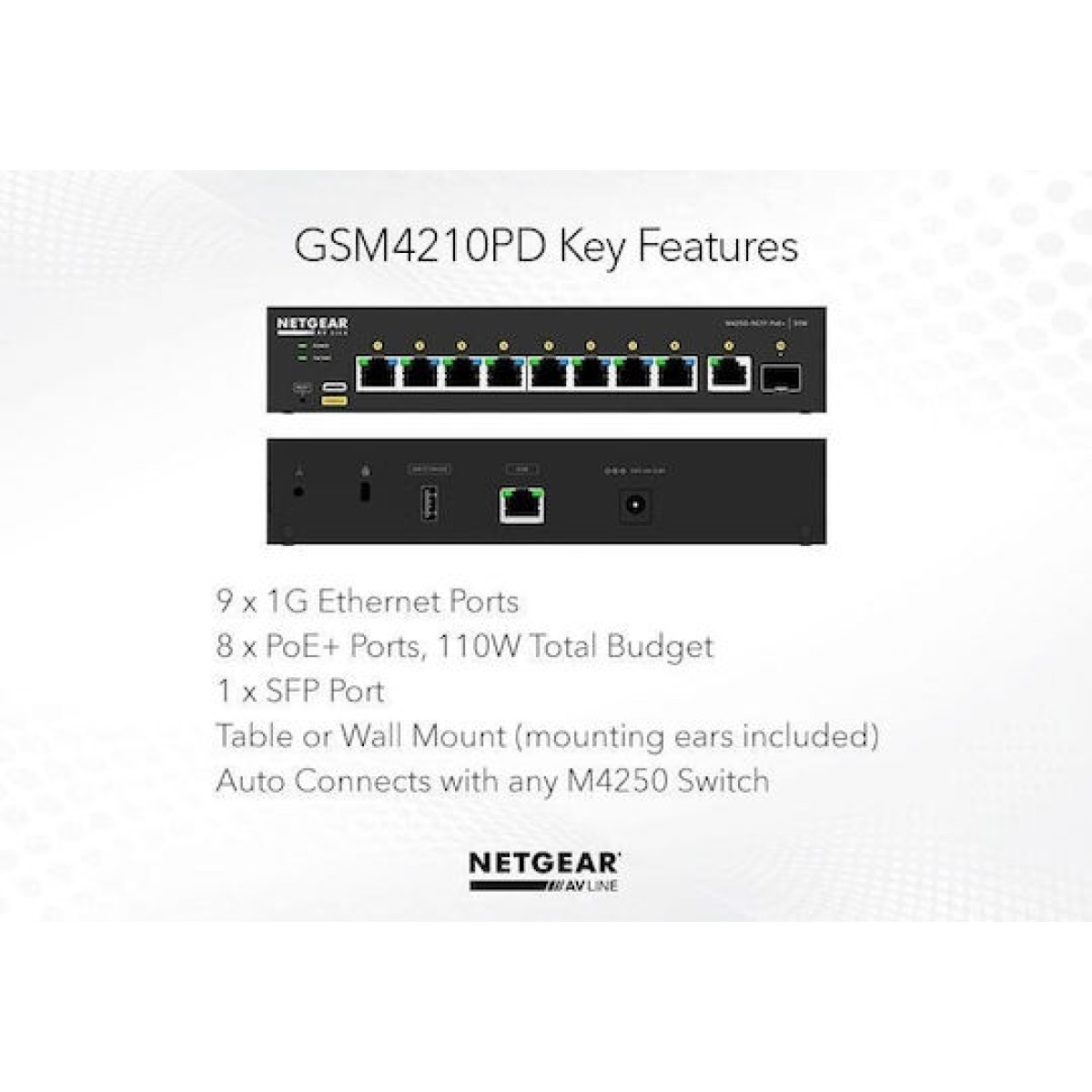 NetGear GSM4210PD Managed L2 PoE Switch με 9 Θύρες Gigabit (1Gbps) Ethernet και 1 SFP Θύρα