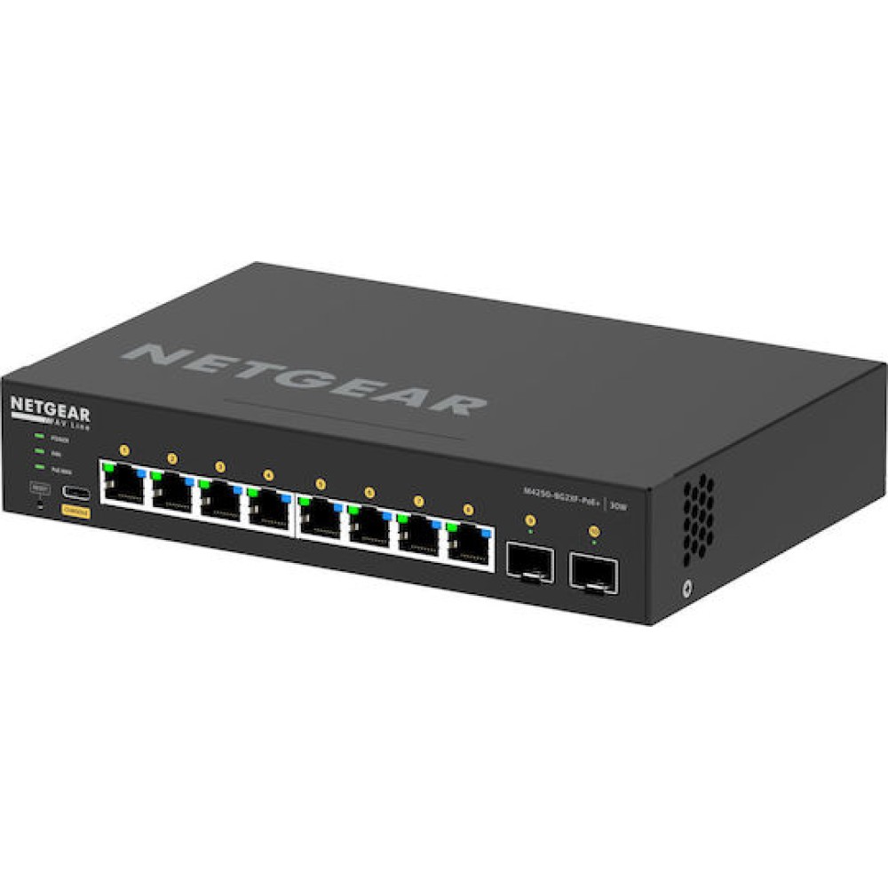 NetGear Managed L2 PoE+ Switch με 8 Θύρες Gigabit (1Gbps) Ethernet και 2 SFP Θύρες