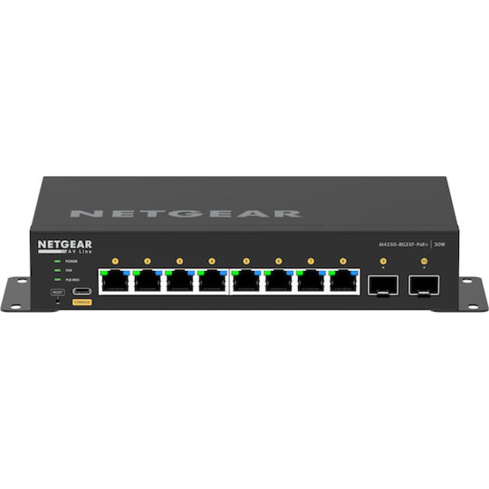 NetGear Managed L2 PoE+ Switch με 8 Θύρες Gigabit (1Gbps) Ethernet και 2 SFP Θύρες
