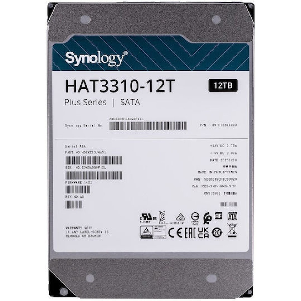 Synology Plus 12TB HDD Σκληρός Δίσκος 3.5