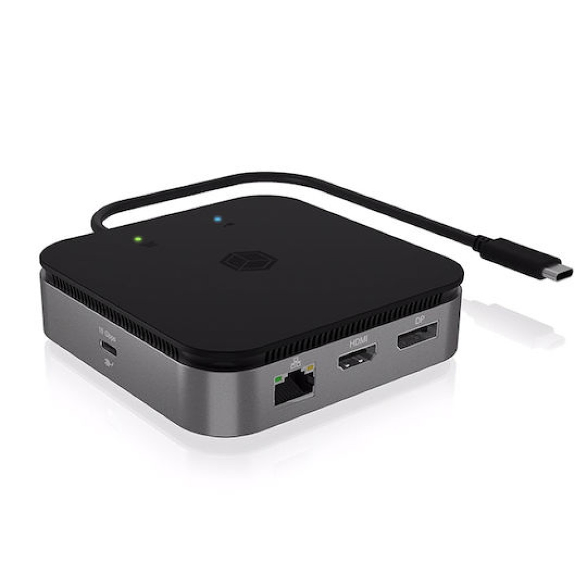 Icy Box USB-C Docking Station με HDMI/DisplayPort 4K PD Ethernet και σύνδεση 2 Οθονών Μαύρο (IB-DK408-C41)