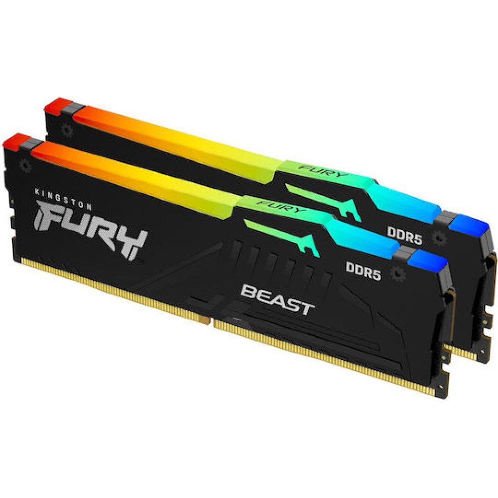 Kingston FURY Beast RGB DDR5 64GB RAM με 2x32GB Modules και Ταχύτητα 6000 για Desktop