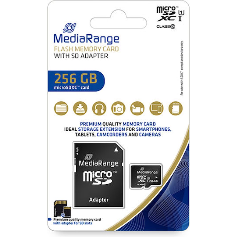 MediaRange microSDXC 256GB Class 10 U1 UHS-I με αντάπτορα