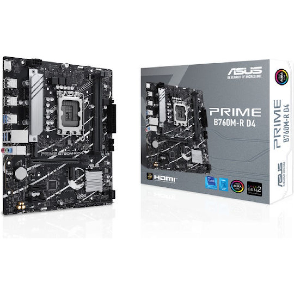 Asus Prime B760M-R D4 Motherboard Micro ATX με Intel 1700 Socket 90MB1HA0-M0EAY0