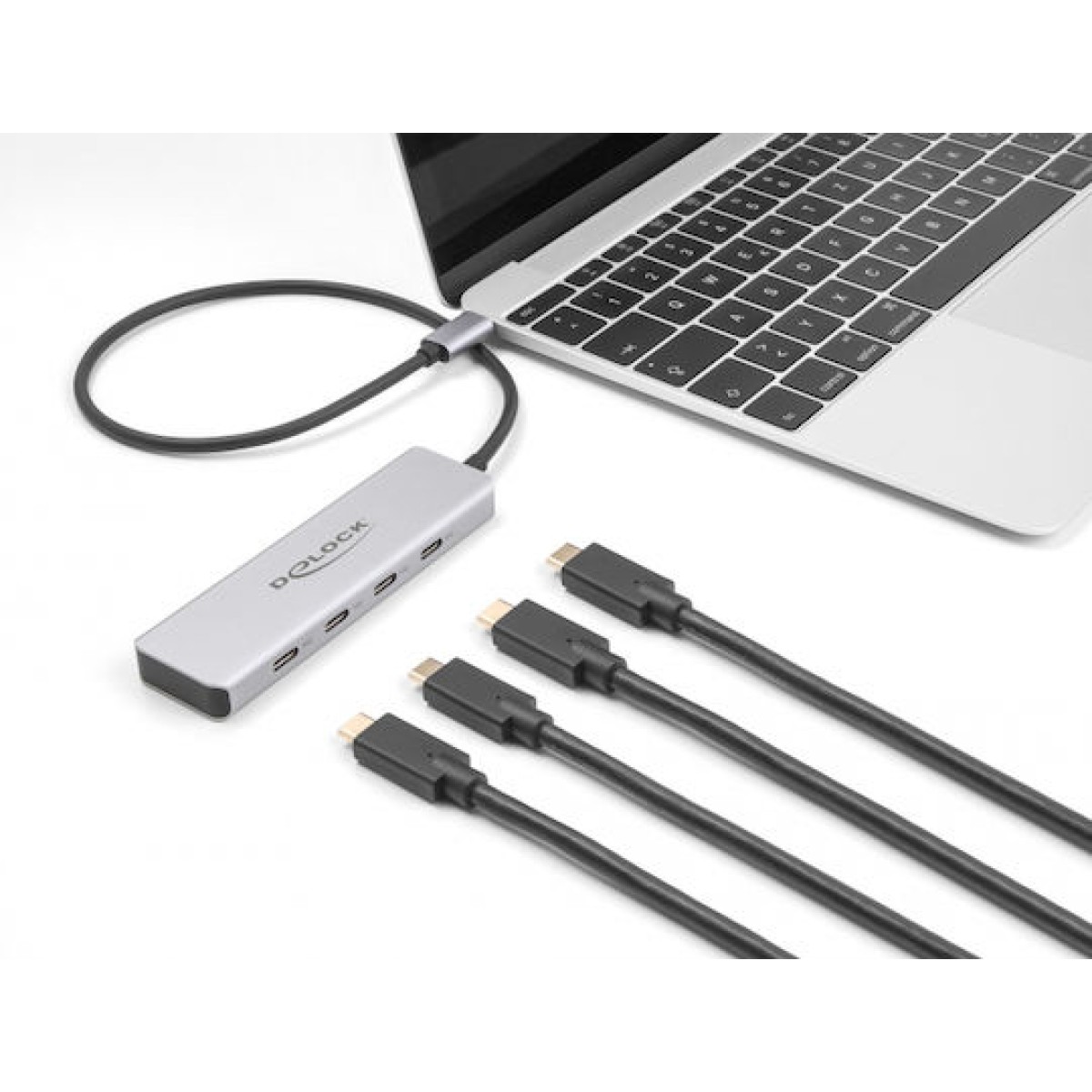 DeLock USB 3.0 Hub 4 Θυρών με σύνδεση USB-C Γκρι