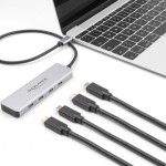 DeLock USB 3.0 Hub 4 Θυρών με σύνδεση USB-C Γκρι